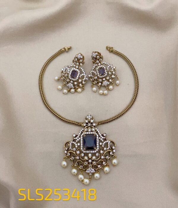 Elegant Blue Stone Choker Set